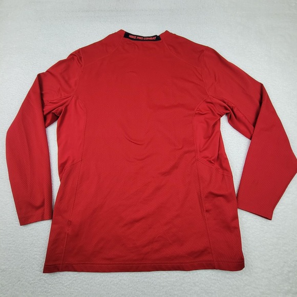 Nike Pro Combat Shirt Mens 2XL Red Hyperwarm Lite Dri-Fit Long Sleeve Pullover - Picture 10 of 11
